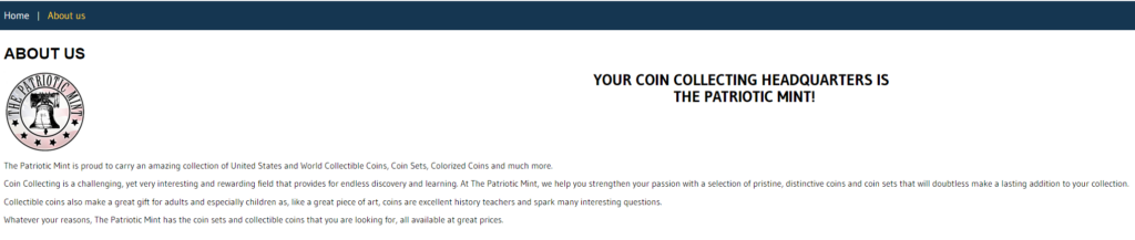 The Patriotic Mint website